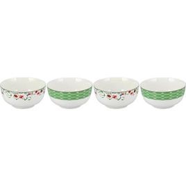 JG 4PÇ TIGELA HOME&CO DELICATA BONECHINA 500ml 7x14x14cm VERDE