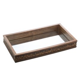 Bandeja de Madeira com Espelho Coquinho 34cm x 19cm x 5cm - Woodart11939