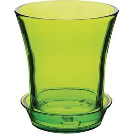 CACHEPÔ ORCHID COM PRATO VIDRO 18x16x16cm VERDE