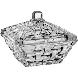 POTICHE QUADRADO HOME&CO COM TAMPA VIDRO 5x7x7cm TRANSPARENTE