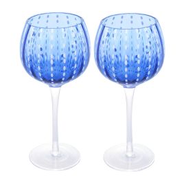 Conjunto 2 Taças para Vinho de Vidro Orquídea Azul 450ml - Wolff 20582