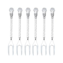 CONJUNTO 6 GARFOS PARA PETISCO DE ZAMAC NIQUELADO CRYSTAL 11CM - WOLFF 20775