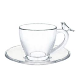 Conjunto 4 Xícaras de Chá de Cristal Ecológico com Pires Bird 180ml - Wolff 21015