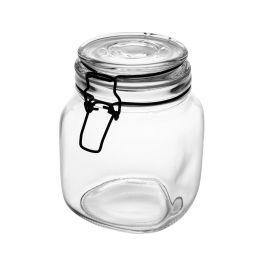 Pote Hermético de Vidro com Silicone e Clipe em Metal Vintage Preto 1L - Lyor 220085