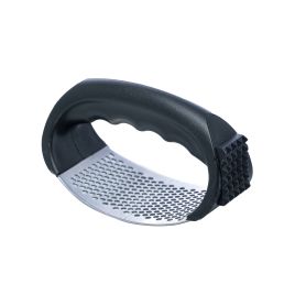 Espremedor de Alho em Aço Inox com Amaciante de Carnes na Alça em Plástico Preto 11cm x 5cm x 7cm - 220140