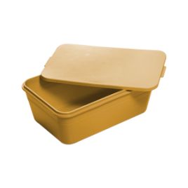 Pote Hermético com Tampa de Bambu e PP Stripes Mostarda 21,5cm x 13,5cm x 7,5cm - Lyor 220528
