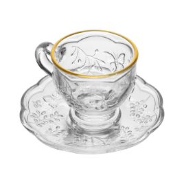 Xícara de Café com Pires New Butterfly com Fio de Ouro 80ml Cristal Ecológico - Lyor 220858