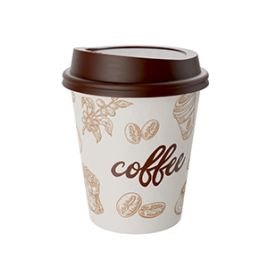 Conjunto 50 Copos Descartáveis com Tampa Coffe Papel - Lyor 221037