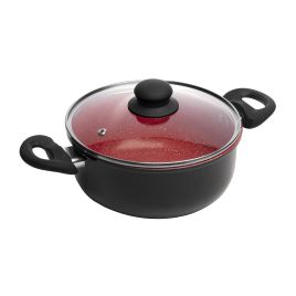Caçarola de Indução com Tampa de Vidro 22cm Vermelho Alumínio com Revestimento Cerâmico - Lyor 221051