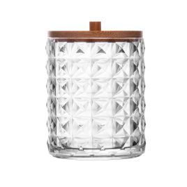Porta Cotonete com Tampa de Bambu Special My Box 7cm x 7cm x 10cm Plástico - Lyor 221204