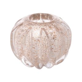 CENTRO DE MESA DE VIDRO ITALY TRANSPARENTE E DOURADO 12CM X 12CM X 10CM - WOLFF 29457