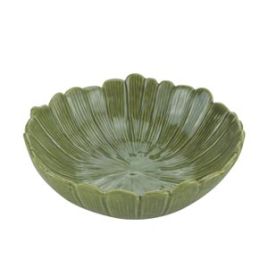 Centro de Mesa Decorativo de Cerâmica Banana Leaf Verde 20cm x 20cm x 7cm - Lyor 4476