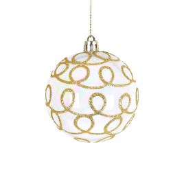 BOX C3 BOLA NATALINA 8CM BRANCO DOURADO
