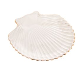 BOWL DE VIDRO CONCHA COM FILETE LEQUE DOURADO 14CM X 13,5CM - WOLFF 61486