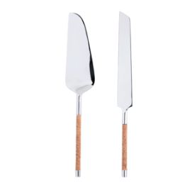 CONJUNTO 2 PEÇAS PARA BOLO DE AÇO INOX COM CABO DE CORTIÇA - WOLFF 71842