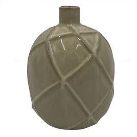 VASO DECORATIVO EM CERÂMICA - CAQUI ESCURO - 14.5X14.5X19.5CM AB3002