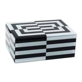 PORTA JOIAS EM MADEIRA E VIDRO PRETO E BRANCO AH0342