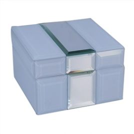RE PORTA JOIAS EM MADEIRA E VIDRO BRANCO COM DETALHE EM ESPELHO AI0047