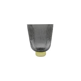 RE VASO DE VIDRO TRANSPARENTE CINZA COM BASE DOURADO BF2024