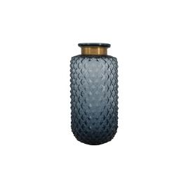 VASO DE VIDRO AZUL COM DETALHE DOURADO BH0096
