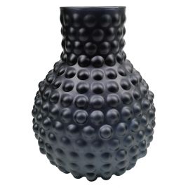RE VASO DE VIDRO PRETO COM TEXTURA BH0185