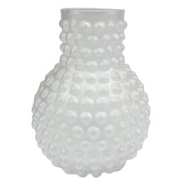 VASO DE VIDRO BRANCO COM TEXTURA BH0187