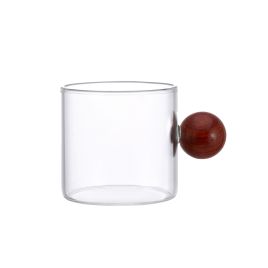 CJ DE XÍCARAS EM VIDRO TRANSPARENTE COM DETALHE EM MADEIRA 6PCS - 100ML BL2002