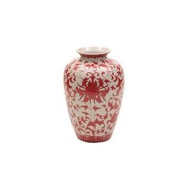 RE VASO DECORATIVO DE CERAMICA VERMELHO E BRANCO CL0160