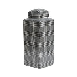 POTE DE PORCELANA XADREZ DE PRETO E BRANCO CL0326