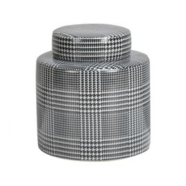 POTE DE PORCELANA XADREZ DE PRETO E BRANCO CL0327