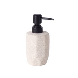 PORTA SABONETE EM CERÂMICA BRANCO TEXTURIZADO COM DISPENSER PRETO CQ0015
