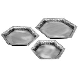 CJ. DE BANDEJAS DE METAL PRATA - 3 PCS CR0013