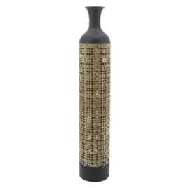 RE VASO DE METAL PRETO E BEGE CR0113