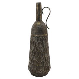 VASO DE METAL CINZA E DOURADO CR0133