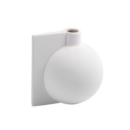VASO DECORATIVO DETALHE FORMAS RETAS EM CERÂMICA BRANCO CS0001