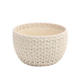 VASO DECORATIVO TRAMADO EM CIMENTO BRANCO CS0013
