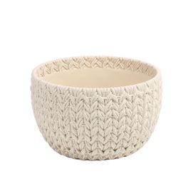 VASO DECORATIVO TRAMADO EM CIMENTO BRANCO CS0014