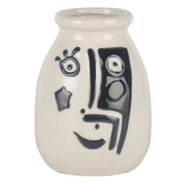 VASO DE CERAMICA BRANCO COM O DESENHO AZUL CT0082