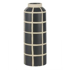 VASO DE CERAMICA GEOMETRICOS PRETO E BRANCO CT0116