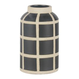 VASO DE CERAMICA GEOMETRICOS PRETO E BRANCO CT0117