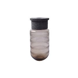RE VASO DE VIDRO FUME E PAPERCLAY CINZA DI0068