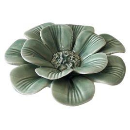 RE CJ DE 2 PCS DECORATIVAS  DE CERAMICA - FLOR VERDE 8CM X 8CM DL0067