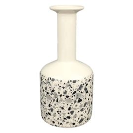 VASO DE CERAMICA BRANCO COM DESENHO ESTILO QUARTZO 10,7CM X DN0009