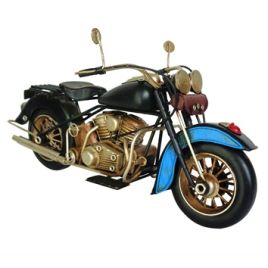 MINIATURA DE MOTOCICLETA EM METAL PRETA E DOURADA DR0132
