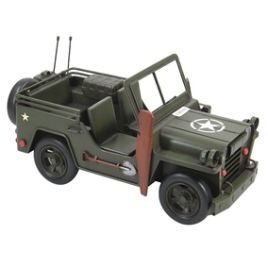 MINIATURA DE JIPE EM METAL VERDE MILITAR DR0142