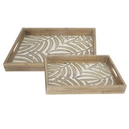 UD CJ. DE BANDEJAS DE MADEIRA MARROM - 2PCS FM0217