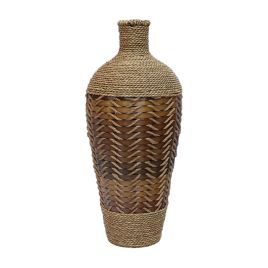 VASO DE RATTAN E PALHA NATURAL FM0241