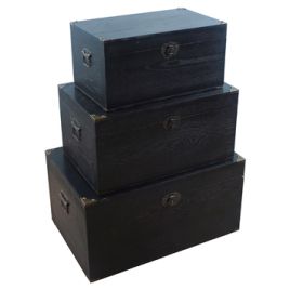CJ DE BAUS DE MADEIRA PRETO  3PCS FR5016