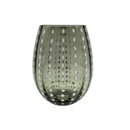 CJ DE COPOS EM VIDRO VERDE COM DETALHE BRANCO 6PCS GI5003