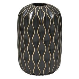 VASO DE CERAMICA PRETO COM DESENHOS GEOMETRICOS 12,5CM X 12, GS0013